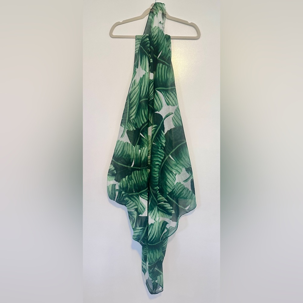 India Hicks Green Leaf Print Scarf